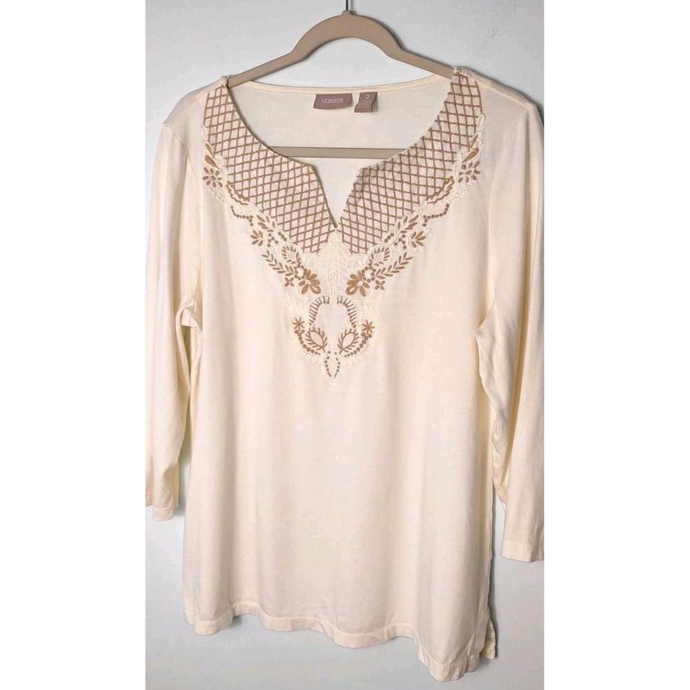Chico's SZ 2 BohoChic, Poetcore, ModernRomance, RusticChic, Cottagecore Ivory